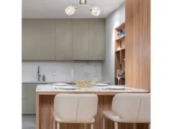 LED Deckenstrahler 2-flammig mit Glaskristallen Silber matt, Breite 28cm