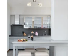 LED Deckenstrahler 2-flammig mit Glaskristallen Silber matt, Breite 28cm