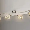 LED Deckenstrahler 4-flammig mit Glaskristallen Silber matt, Breite 70cm