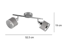 LED Deckenstrahler 2-flammig mit Stoffschirmen Grau, Breite 52cm