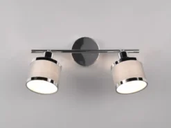 LED Deckenstrahler 2-flammig mit Stoffschirmen Grau, Breite 52cm