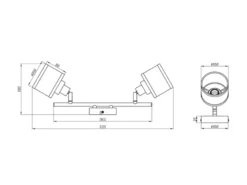 LED Deckenstrahler 2-flammig mit Stoffschirmen Grau, Breite 52cm