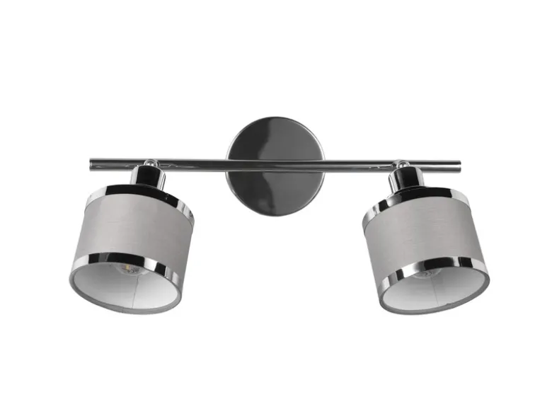 LED Deckenstrahler 2-flammig mit Stoffschirmen Grau, Breite 52cm