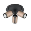 LED Deckenstrahler 3-flammig Metall Schwarz / Coffee, rund Ø 30cm