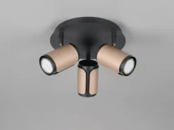 LED Deckenstrahler 3-flammig Metall Schwarz / Coffee, rund Ø 30cm