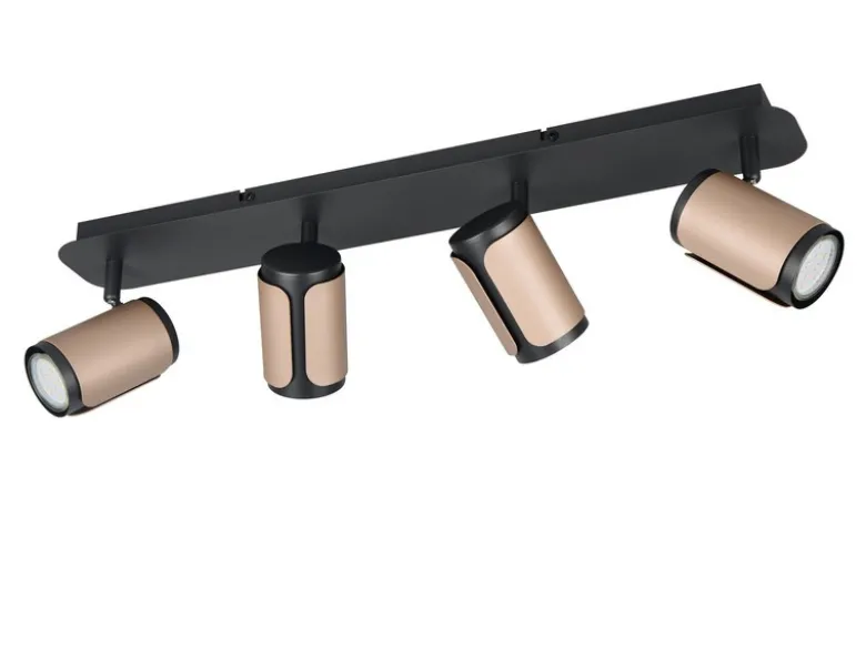 LED Deckenstrahler 4-flammig Metall Schwarz / Coffee, Breite 60cm