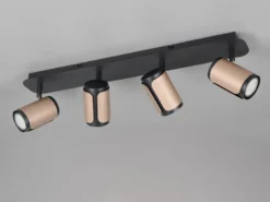 LED Deckenstrahler 4-flammig Metall Schwarz / Coffee, Breite 60cm