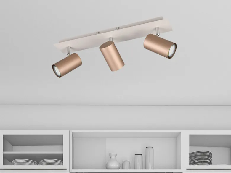LED Deckenstrahler 3flammig Metall Coffee / Hellgrau, Breite 48cm