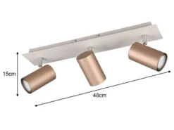 LED Deckenstrahler 3flammig Metall Coffee / Hellgrau, Breite 48cm