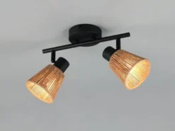 LED Deckenstrahler 2-flammig mit Lampenschirmen aus Papiergarn, B: 40,5cm