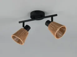 LED Deckenstrahler 2-flammig mit Lampenschirmen aus Papiergarn, B: 40,5cm