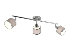LED Deckenstrahler 3-flammig mit Stoffschirmen Grau, Breite 80cm