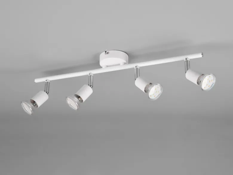 LED Deckenstrahler 4-flammig Metall Weiß, Breite 50cm