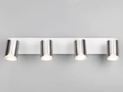 LED Deckenstrahler 4-flammig Metall Weiß / Silber, Breite 60cm