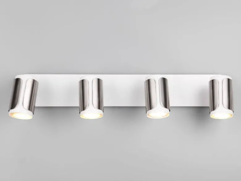 LED Deckenstrahler 4-flammig Metall Weiß / Silber, Breite 60cm