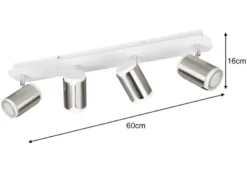 LED Deckenstrahler 4-flammig Metall Weiß / Silber, Breite 60cm