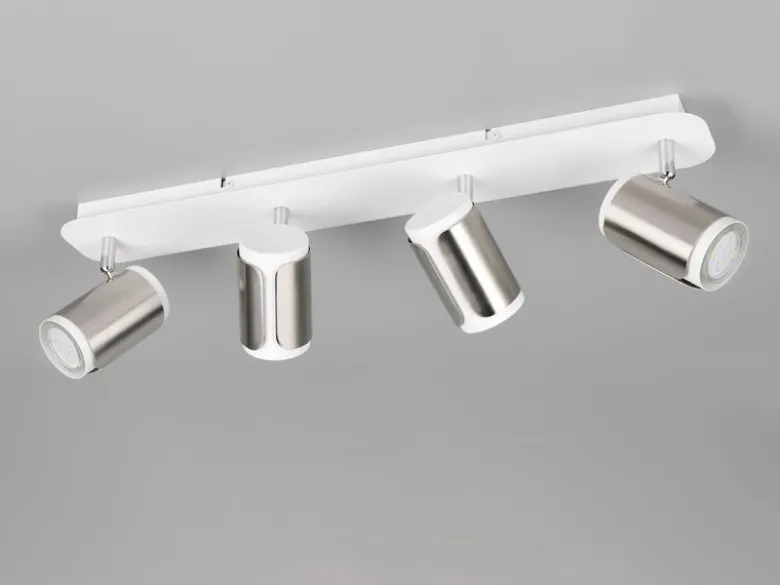 LED Deckenstrahler 4-flammig Metall Weiß / Silber, Breite 60cm
