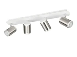 LED Deckenstrahler 4-flammig Metall Weiß / Silber, Breite 60cm
