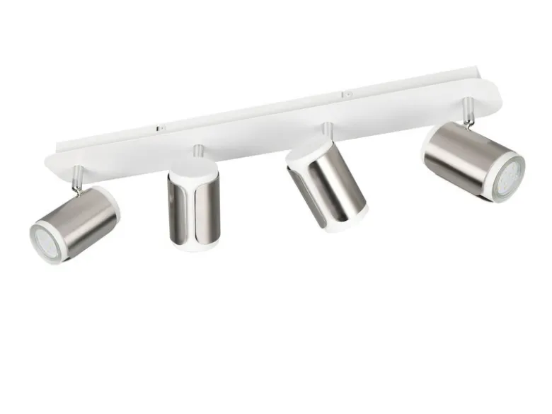 LED Deckenstrahler 4-flammig Metall Weiß / Silber, Breite 60cm