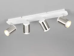 LED Deckenstrahler 4-flammig Metall Weiß / Silber, Breite 60cm