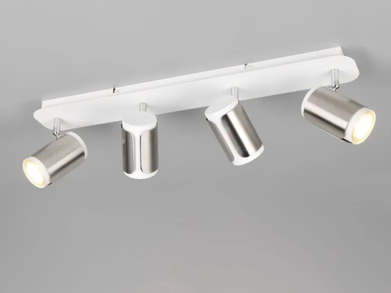 LED Deckenstrahler 4-flammig Metall Weiß / Silber, Breite 60cm