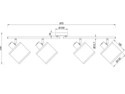 LED Deckenstrahler 4-flammig mit Lampenschirmen aus Bast, Breite 87cm