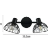 LED Deckenstrahler 2-flammig mit Drahtgeflecht Lampenschirmen, B: 39,5cm