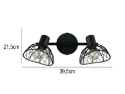 LED Deckenstrahler 2-flammig mit Drahtgeflecht Lampenschirmen, B: 39,5cm