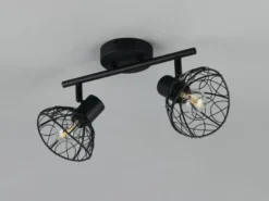 LED Deckenstrahler 2-flammig mit Drahtgeflecht Lampenschirmen, B: 39,5cm