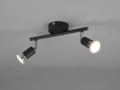 LED Deckenstrahler 2-flammig Metall Schwarz, Breite 25cm
