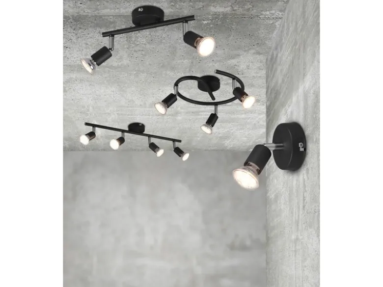 LED Deckenstrahler 4-flammig Metall Schwarz, Breite 50cm