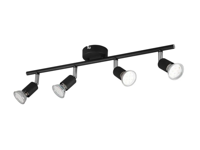 LED Deckenstrahler 4-flammig Metall Schwarz, Breite 50cm