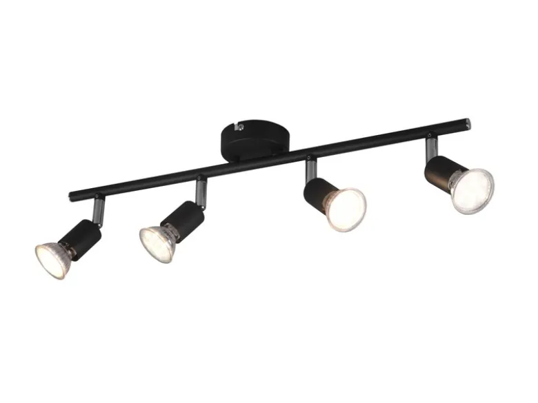 LED Deckenstrahler 4-flammig Metall Schwarz, Breite 50cm