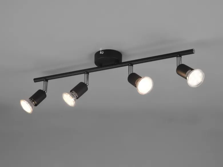 LED Deckenstrahler 4-flammig Metall Schwarz, Breite 50cm