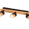 LED Deckenstrahler 3-flammig, Naturholz & Metall Schwarz, Breite 48cm