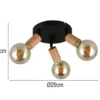 LED Deckenstrahler 3-flammig rund aus Metall in Schwarz & Holzoptik, Ø 29cm
