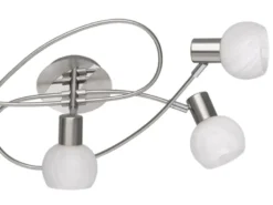 LED Deckenstrahler 5-flammig Silber Chrom & Glas Alabaster, Breite 64,4cm