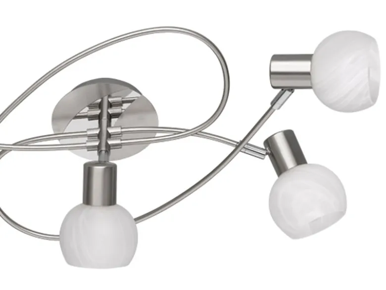 LED Deckenstrahler 5-flammig Silber Chrom & Glas Alabaster, Breite 64,4cm