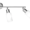 LED Deckenstrahler 4-flammig Silber mit Glas Lampenschirmen Weiß, Breite 60cm