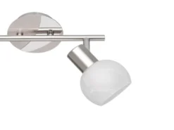LED Deckenstrahler 2 flammig Silber/Chrom Glas Alabaster, Breite 27cm