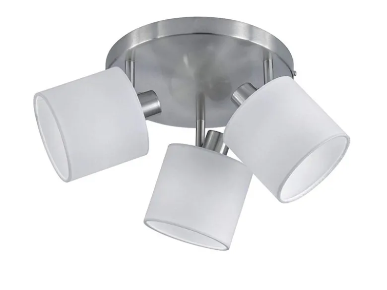 LED Deckenstrahler 3-flammig Silber & Stoffschirme Weiß, Ø 25cm