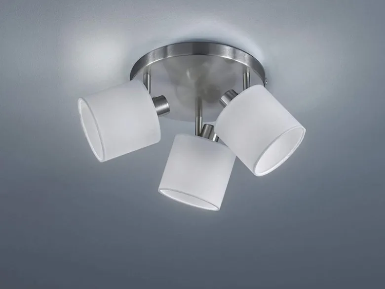 LED Deckenstrahler 3-flammig Silber & Stoffschirme Weiß, Ø 25cm