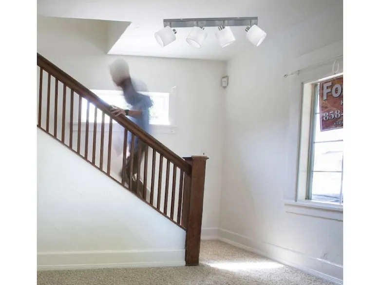 LED Deckenstrahler 4-flammig Silber, Stoffschirme Weiß, Breite 70cm