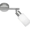 LED Deckenstrahler 2-flammig Silber mit Glas Lampenschirmen Weiß, Breite 25cm