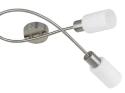 LED Deckenstrahler 3-flammig Silber mit Glas Lampenschirmen Weiß, Breite 45cm