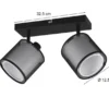 LED Deckenstrahler 2-flammig Stoff Organza Schwarz Weiß, Breite 32,5cm