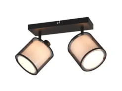 LED Deckenstrahler 2-flammig Stoff Organza Schwarz Weiß, Breite 32,5cm