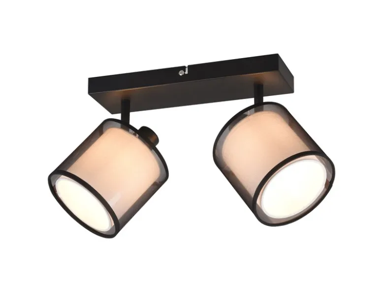 LED Deckenstrahler 2-flammig Stoff Organza Schwarz Weiß, Breite 32,5cm