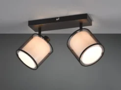LED Deckenstrahler 2-flammig Stoff Organza Schwarz Weiß, Breite 32,5cm