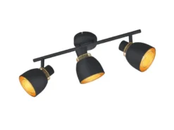 LED Deckenstrahler 3-flammig Schwarz Gold mit Drahtgeflecht, Breite 45cm